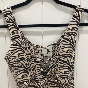 Nasty Gal NWT zebra lace-up detail high-leg swimsuit